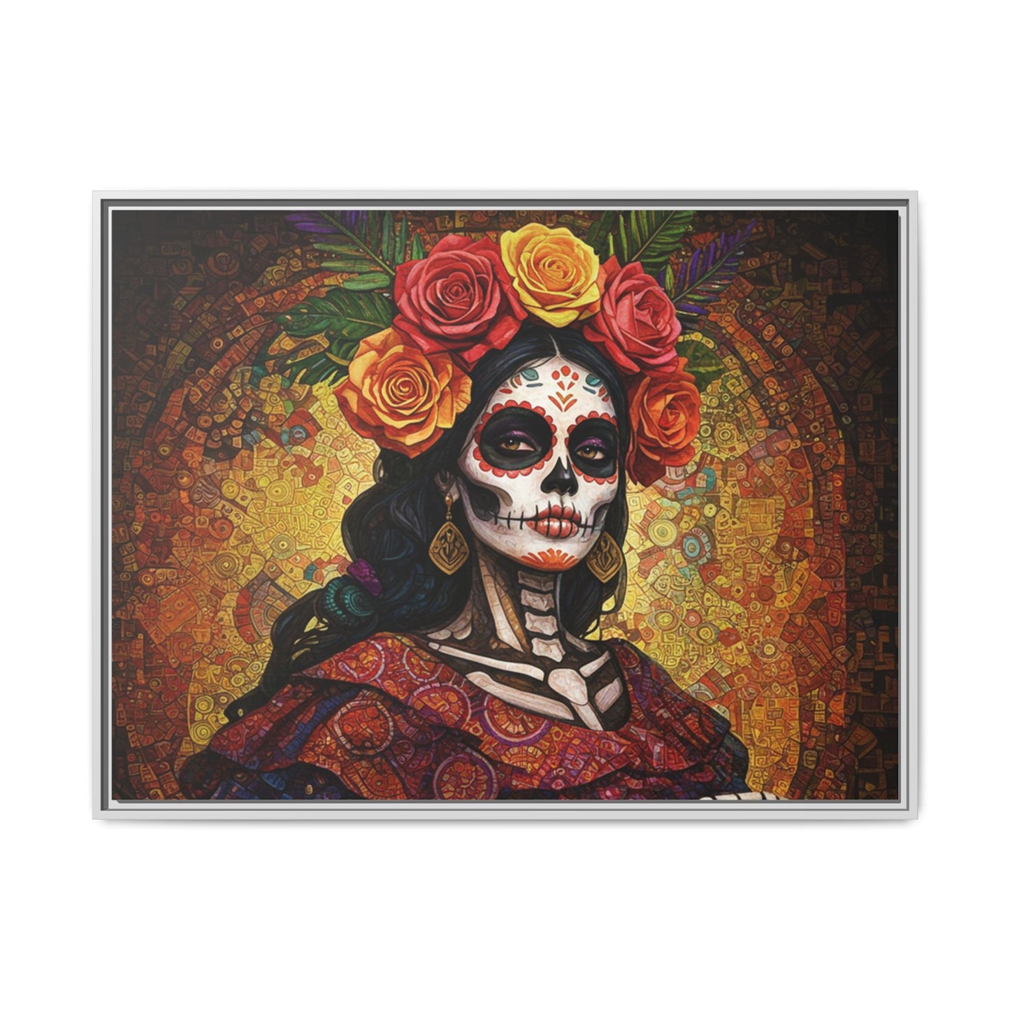 LaCatrina Elegance: Multi-Color Framed Matte Canvas Art
