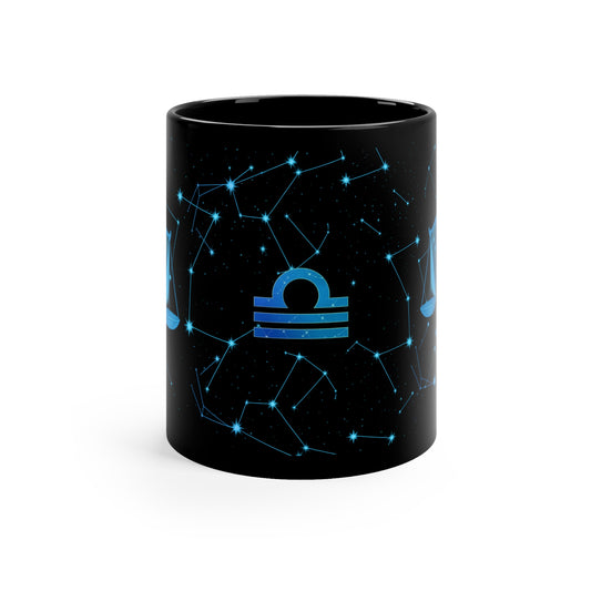 Starry Night Edition - Celestial Libra Coffee Mug, Zodiac Horoscope Gift, Astrology Mug, Black Mug for Astrologers, Birthday Gift for Libra