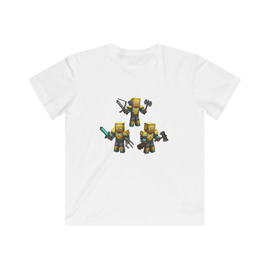Pixel Power Play Kids' Tee - Mine Warriors-Inspired Design