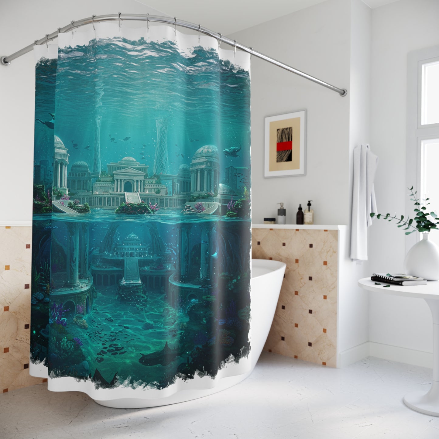 Mystic Atlantean Dream Shower Curtain - Edgy Epic Fantasy Design