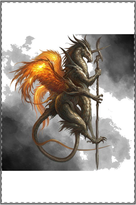 Mythical Beasts Unleashed: Edgy Satin Poster