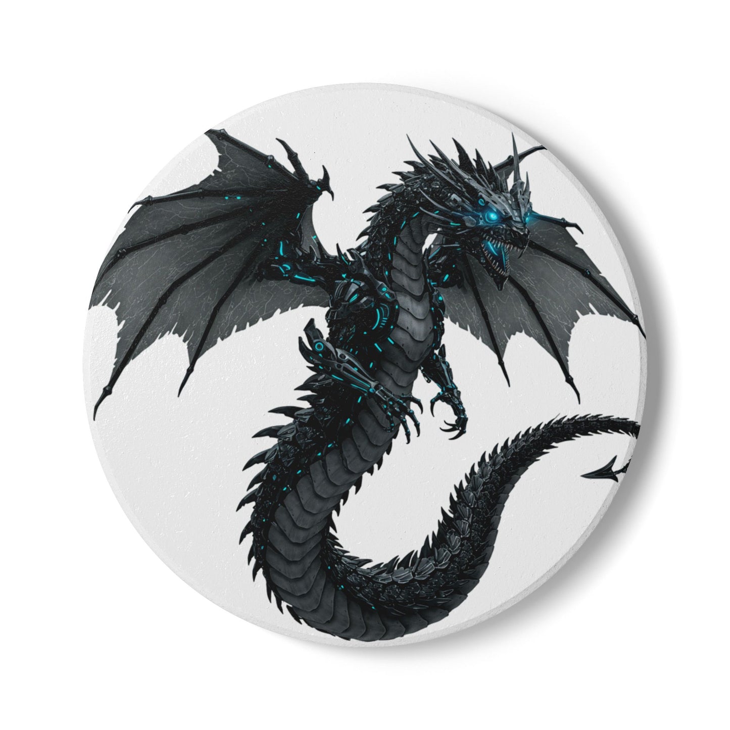 Cyber Dragon Nights Ceramic Coaster