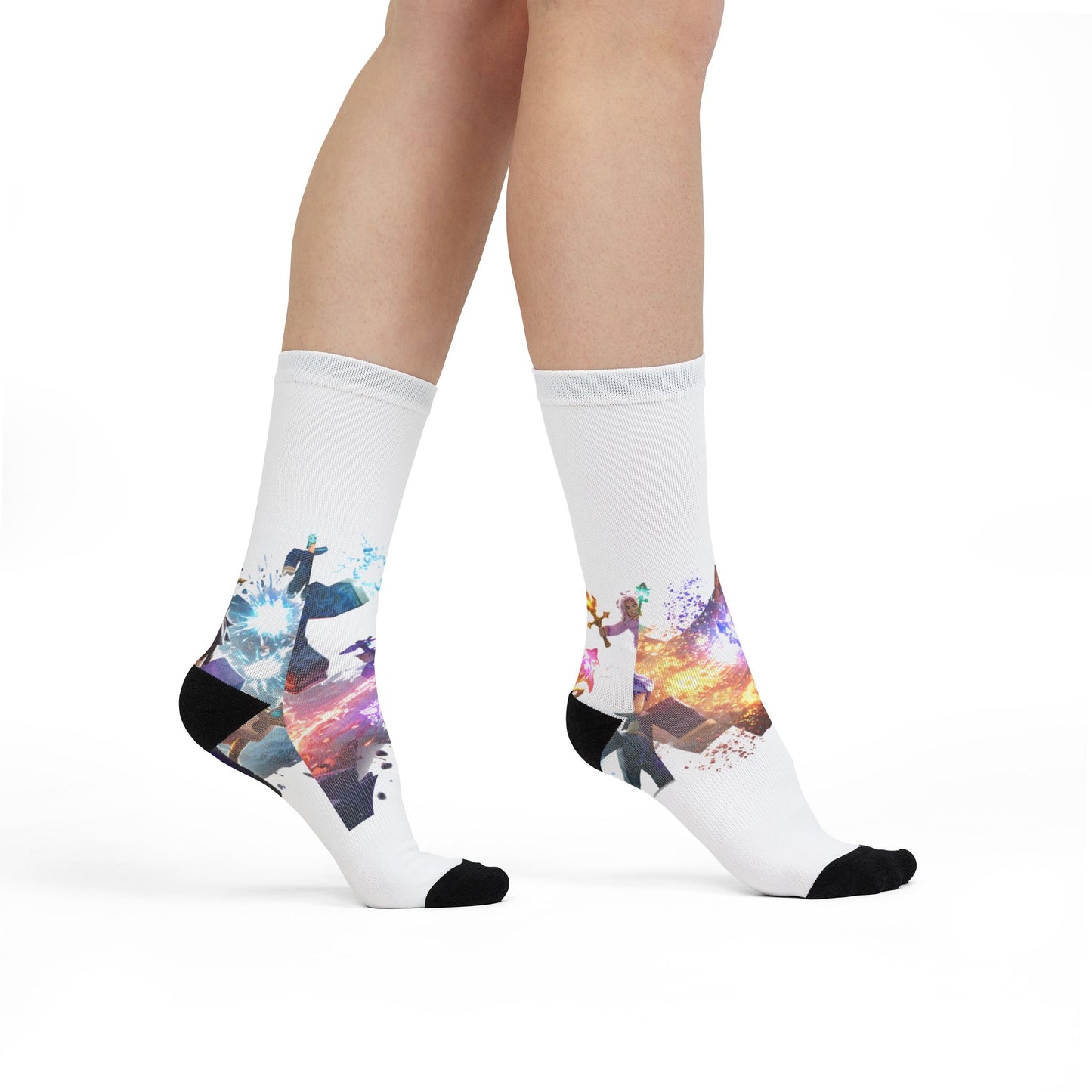 Pixel Power Punch Crew Socks - Edgy Voxel Mashup