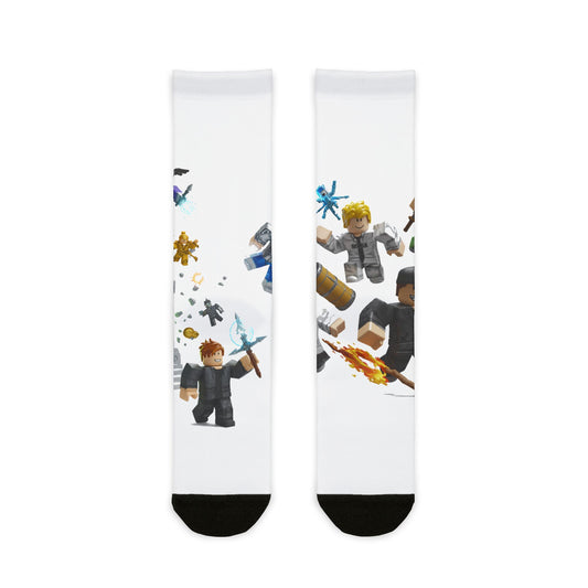 Pixel Power Punch Crew Socks - Edgy Voxel Design