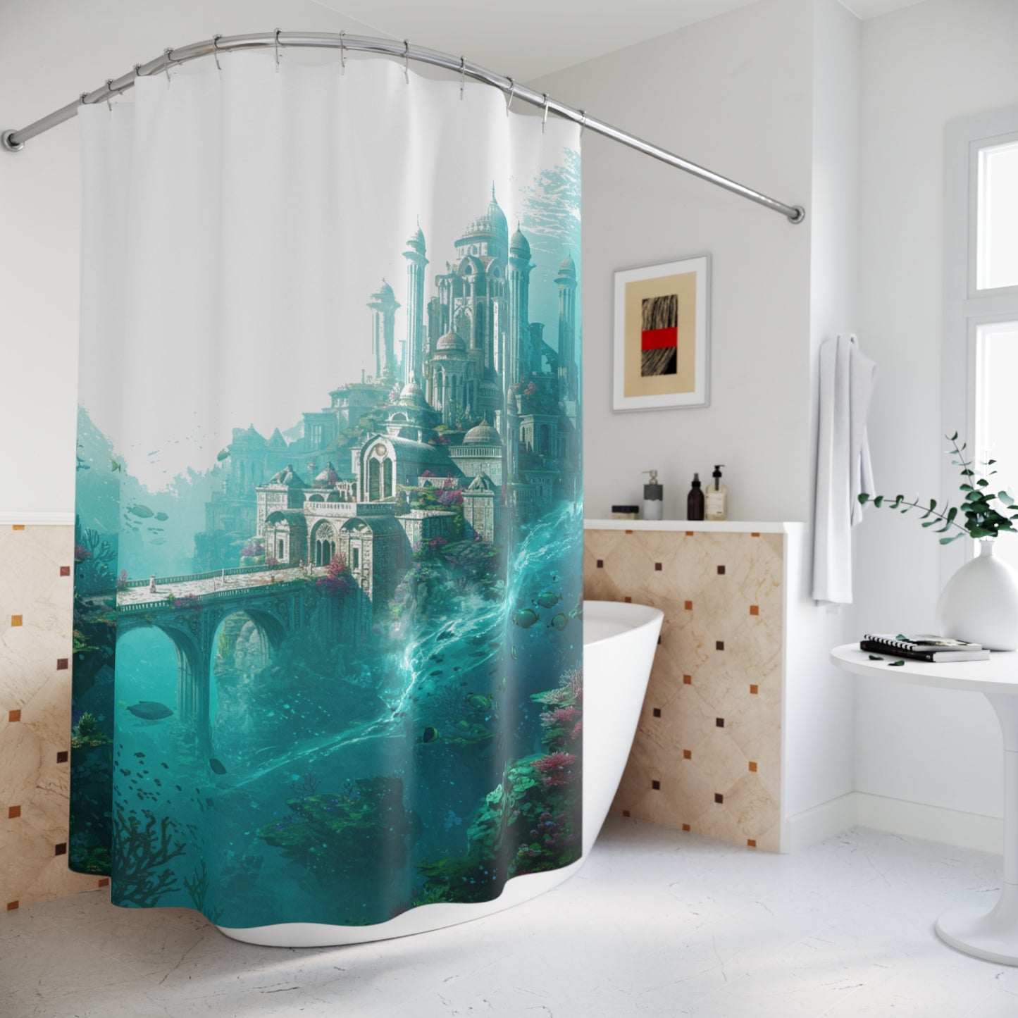 Mystic Atlan Fantasy Shower Curtain: Edgy Elegance Unleashed