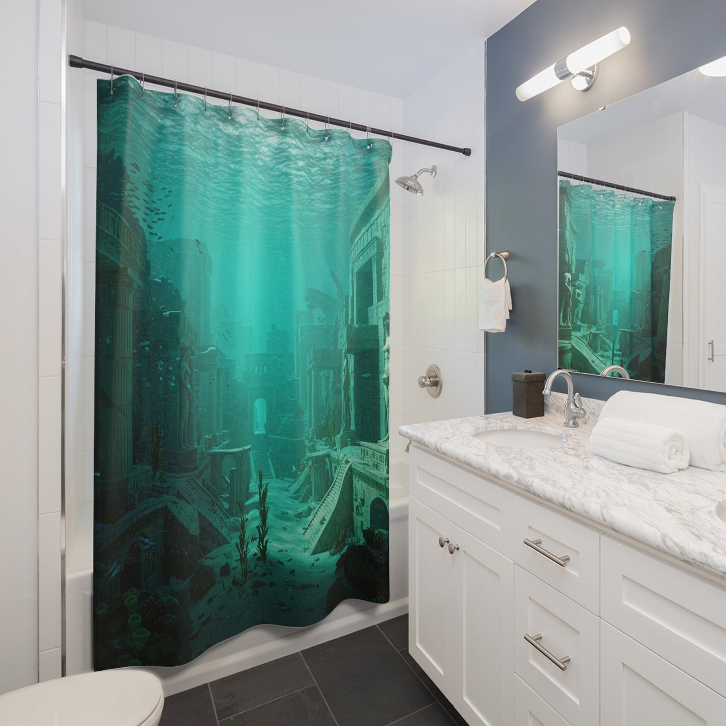 Atlantis Unveiled - Edgy Shower Curtain Design