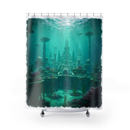Mystic Atlan Fantasy Shower Curtain: Edgy Realm Edition