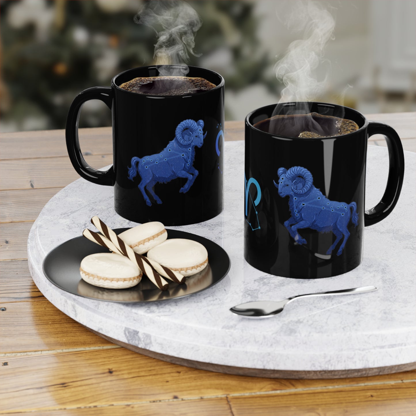 Aries Constellation Coffee Mug | Zodiac Gift for Astrology Lovers | Horoscope Cup | Black 11oz Mug | Custom Star Sign Decor