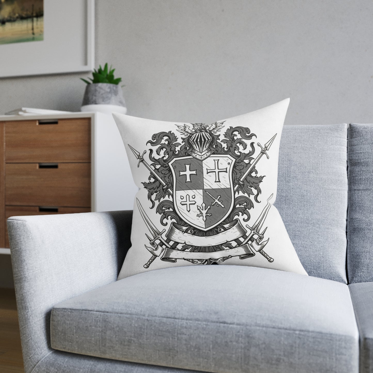 Edgy Guild Embrace: Dual-Sided Designer Square Pillow