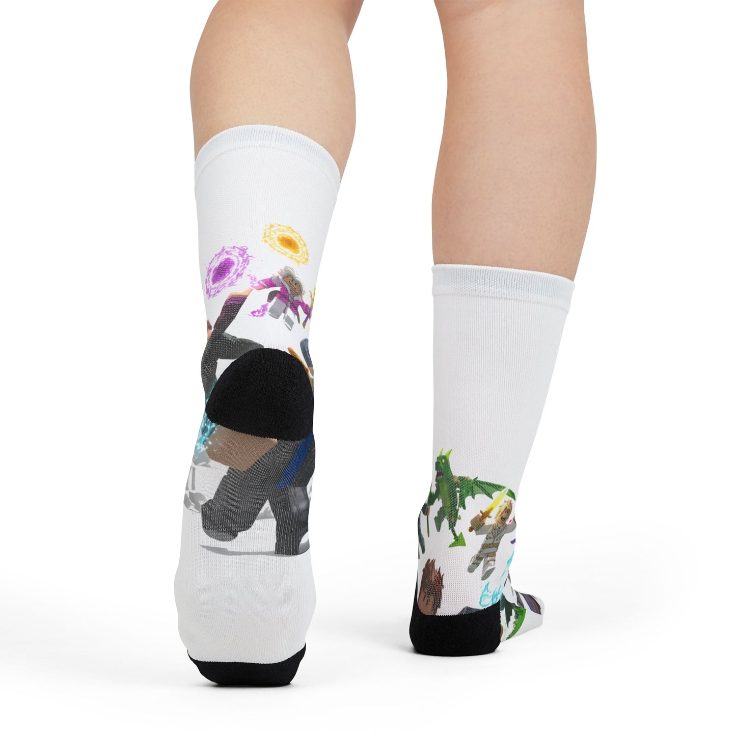 Pixel Powerhouse Crew Socks - Edgy Voxel Invasion