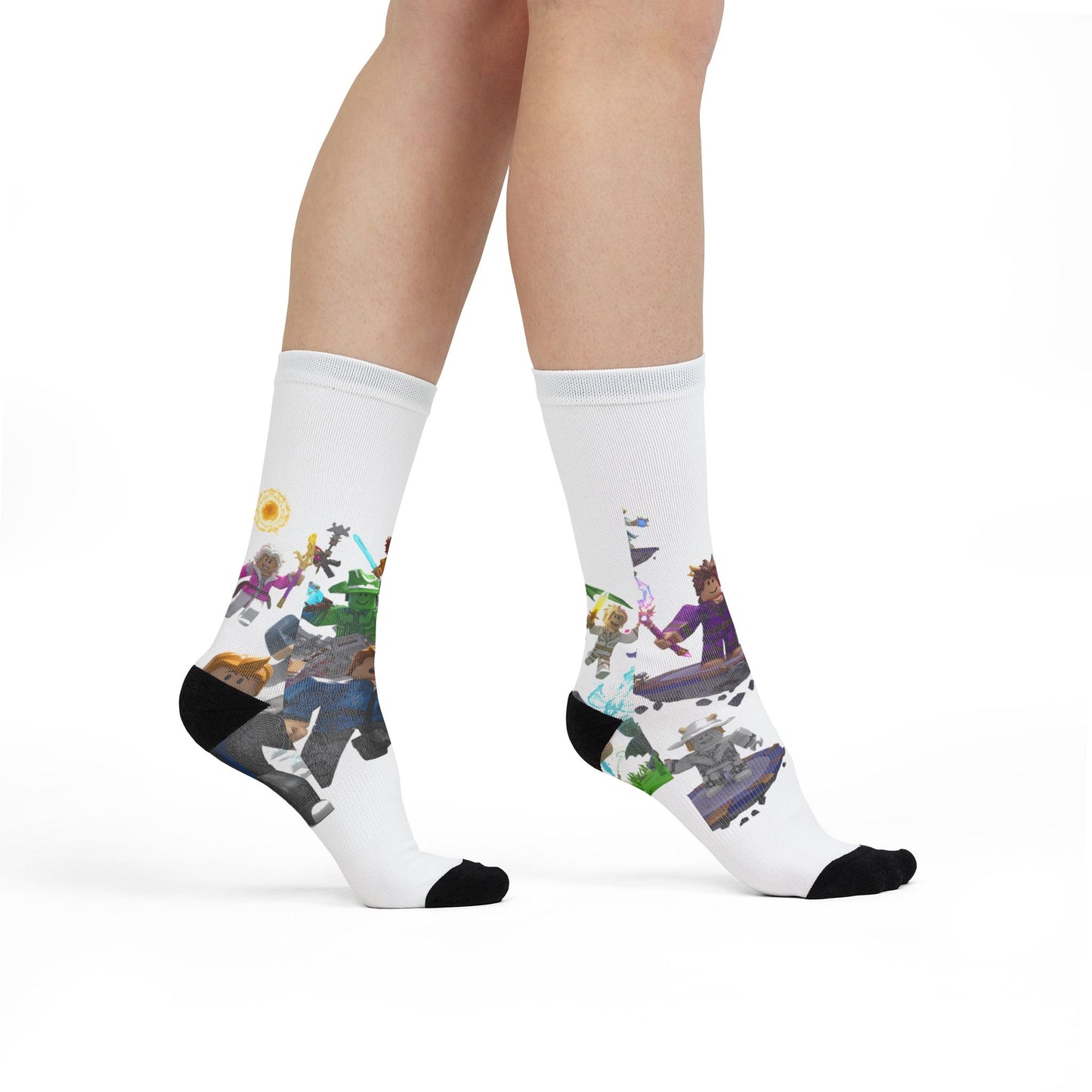 Pixel Powerhouse Crew Socks - Edgy Voxel Invasion