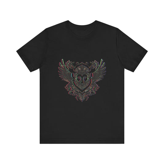 Glitch Heraldry Fusion Tee - Trendy Unisex Style