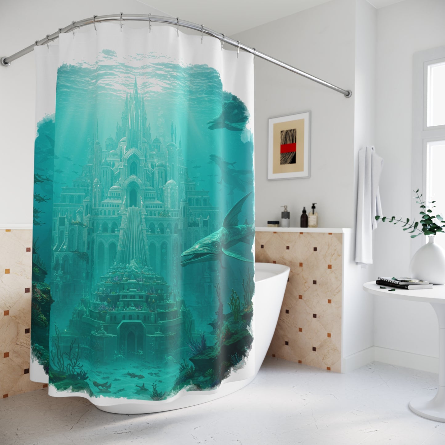 Mystic Atlan Fantasy Edgy Shower Curtain