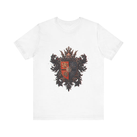 Guild Emblem Fusion Tee - Trendy Unisex Jersey with Unique Sleeve Print