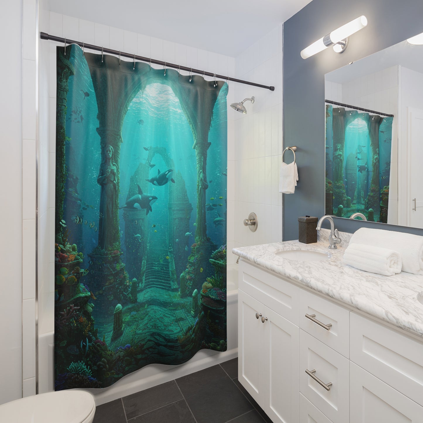 Atlantis Edge: Dive Into Mystery Shower Curtain