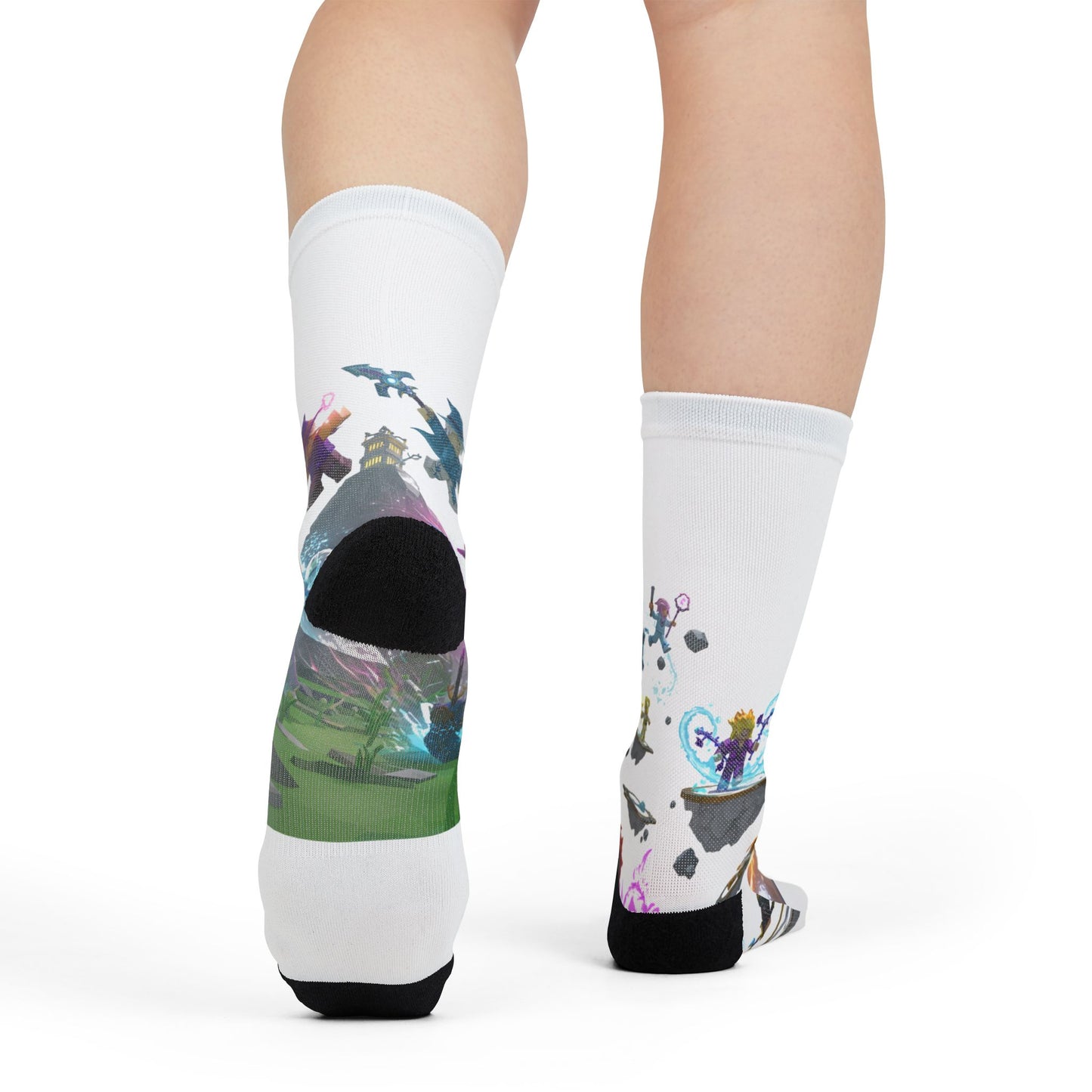 Pixel Powerhouse Crew Socks - Edgy Voxel Design