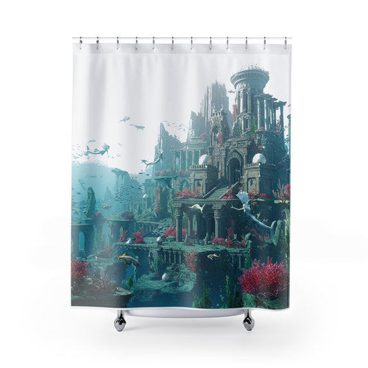 Mystic Atlan Fantasy Shower Curtain: Edgy Realm Edition