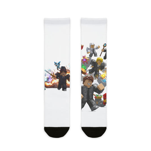 Pixel Power Rush: Edgy Voxel Character Crew Socks