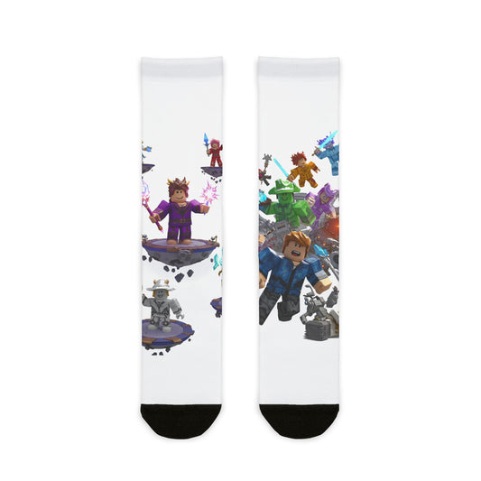 Pixel Powerhouse Crew Socks - Edgy Voxel Invasion