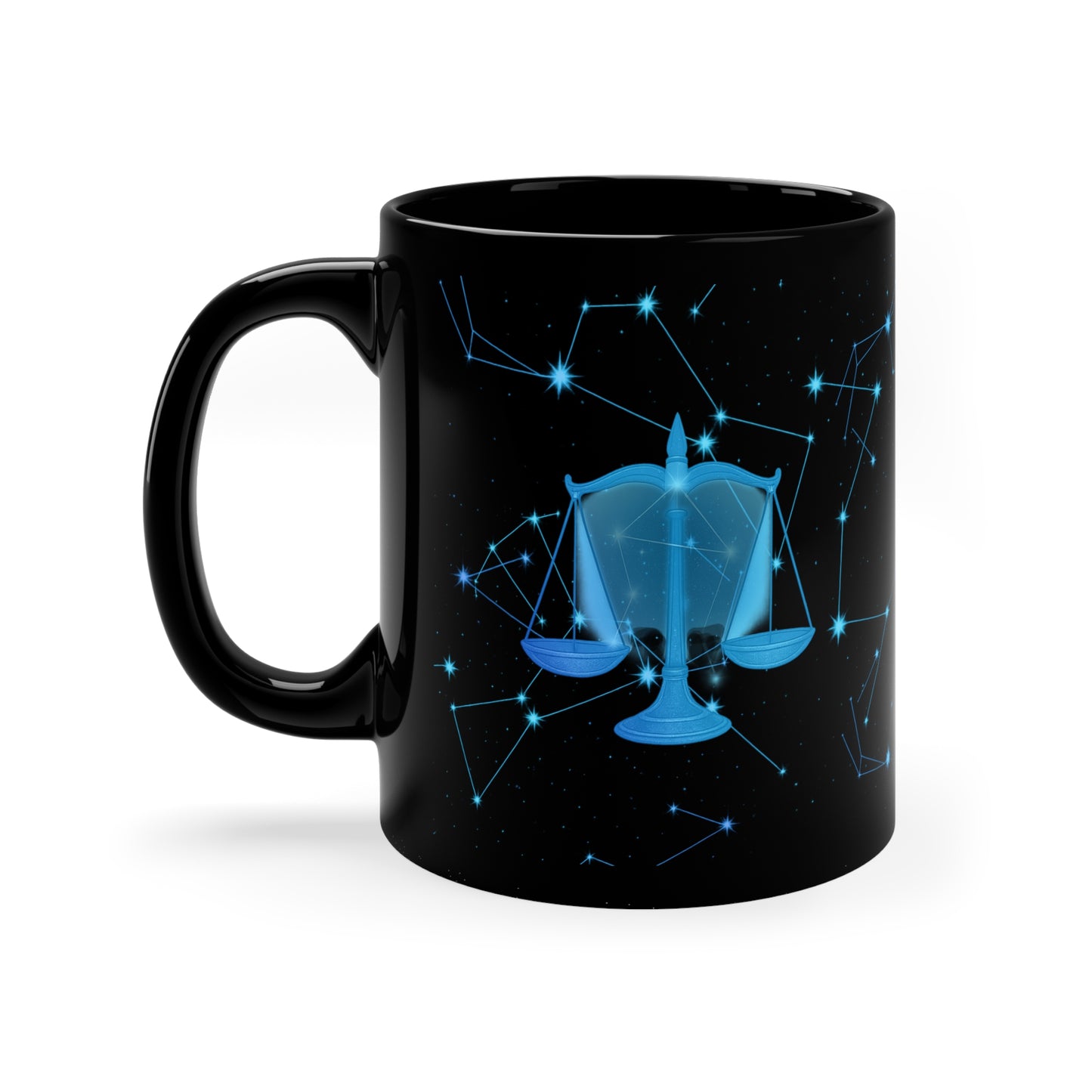 Starry Night Edition - Celestial Libra Coffee Mug, Zodiac Horoscope Gift, Astrology Mug, Black Mug for Astrologers, Birthday Gift for Libra