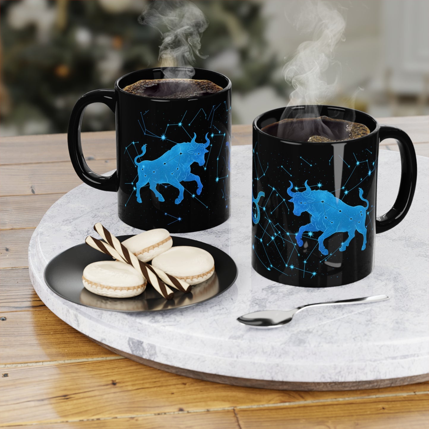 Starry Night Edition - Zodiac Taurus Coffee Mug, Astrology Gift, Horoscope Mug, Black 11oz Mug, Star Sign Present