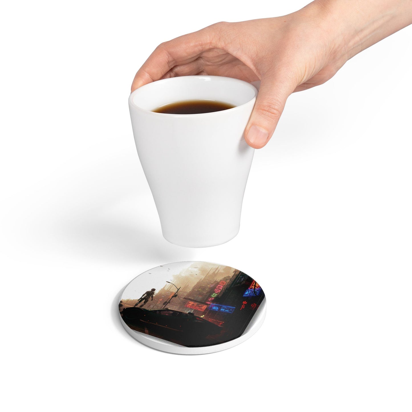Cyberpunk Dreams Ceramic Coaster – Casual Style #13