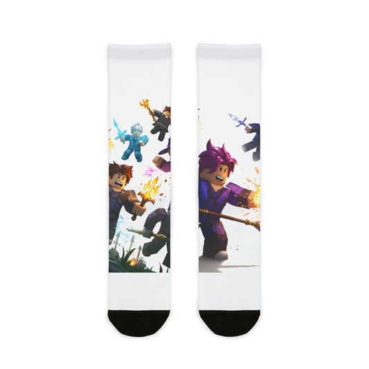 Pixel Power Blast Crew Socks: Edgy Voxel Mashup