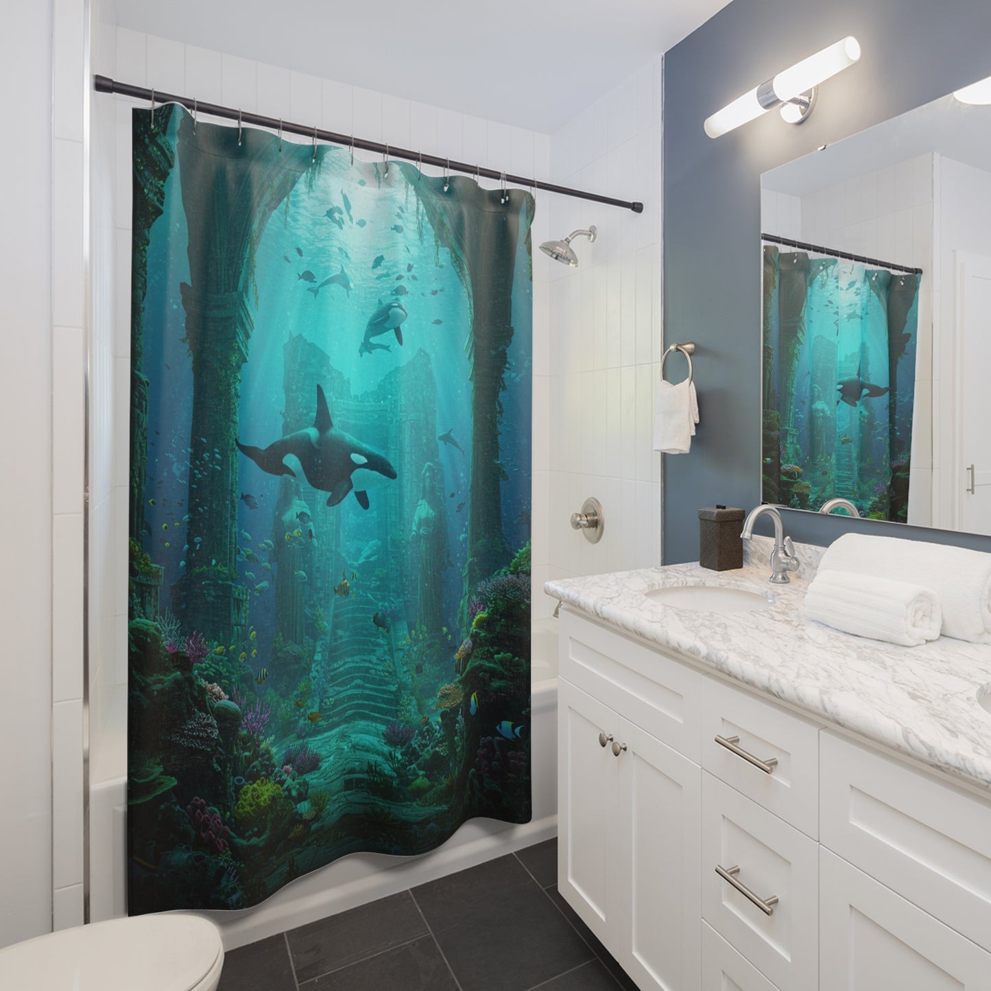 Atlantis Edge: Dive Into the Mystery Shower Curtain