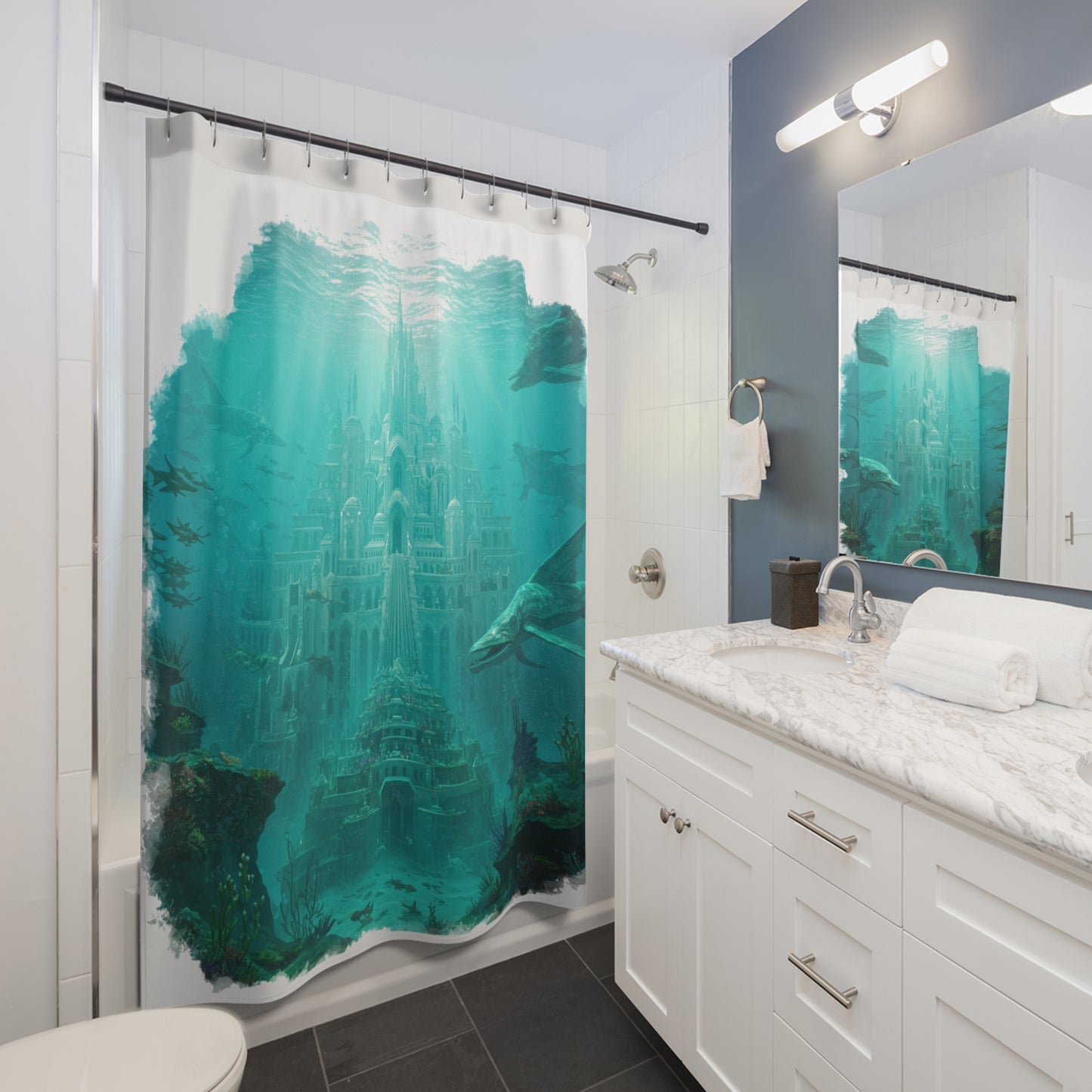 Mystic Atlan Fantasy Edgy Shower Curtain