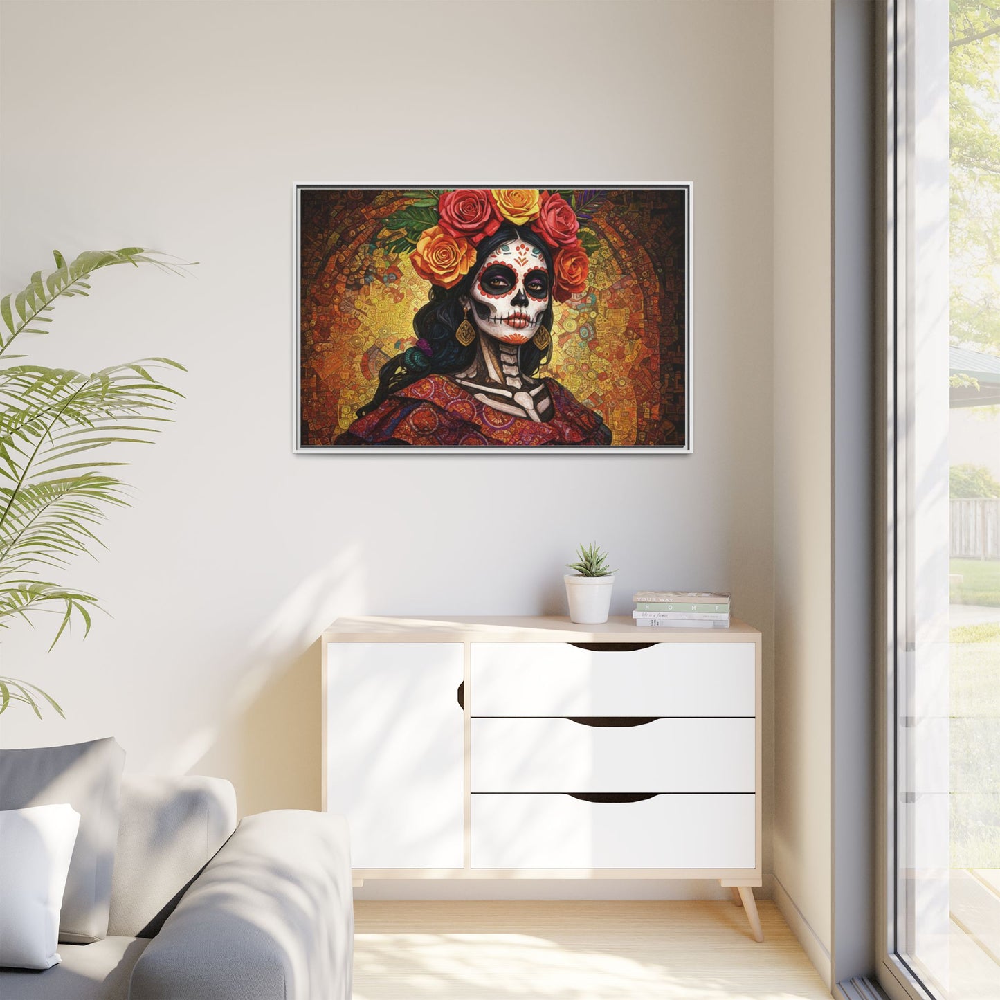 LaCatrina Elegance: Multi-Color Framed Matte Canvas Art