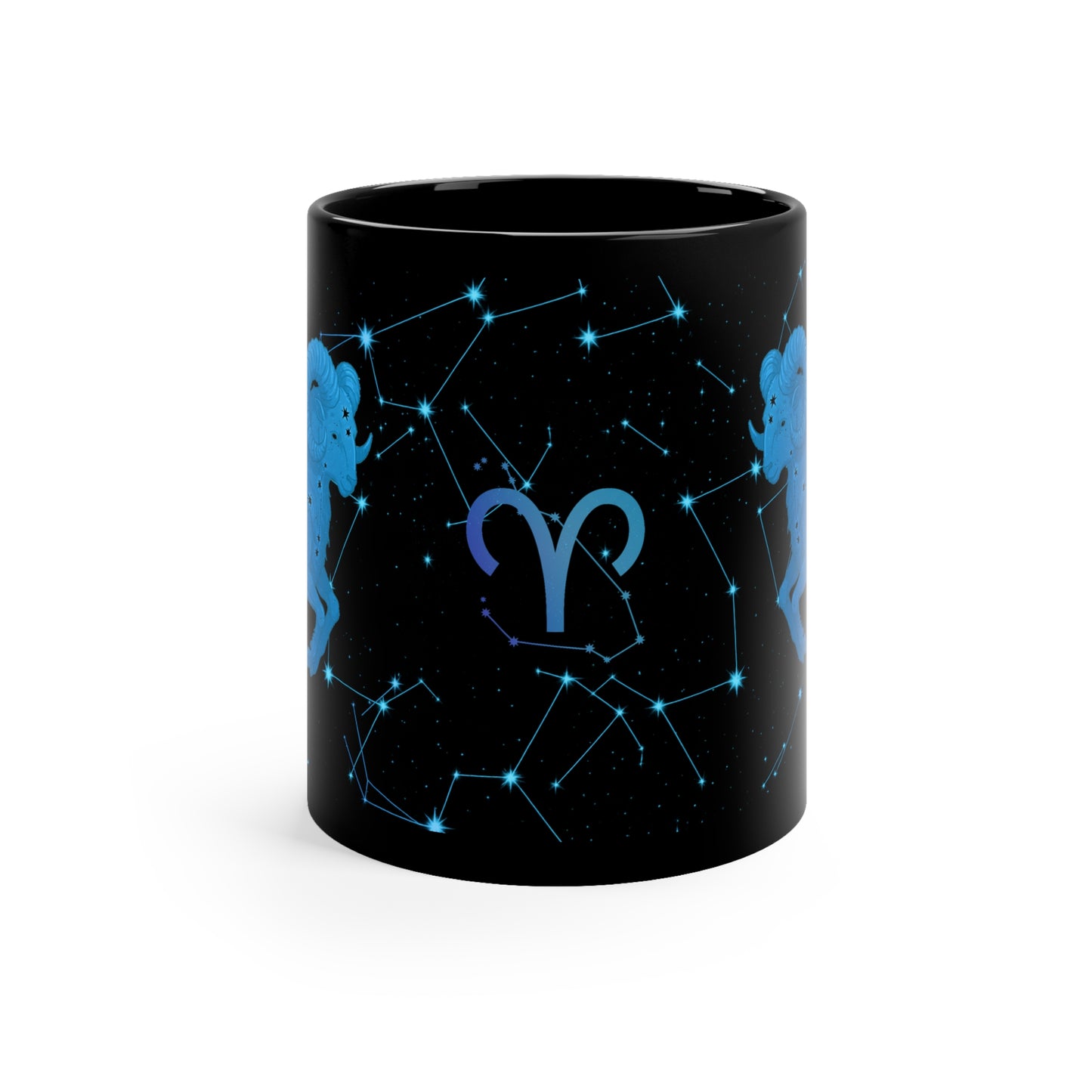 Starry Night Edition - Aries Zodiac Coffee Mug, Astrology Gift, Horoscope Ceramic Cup, Constellation Décor, Aries Birthday Present, Black Coffee Lover Mug