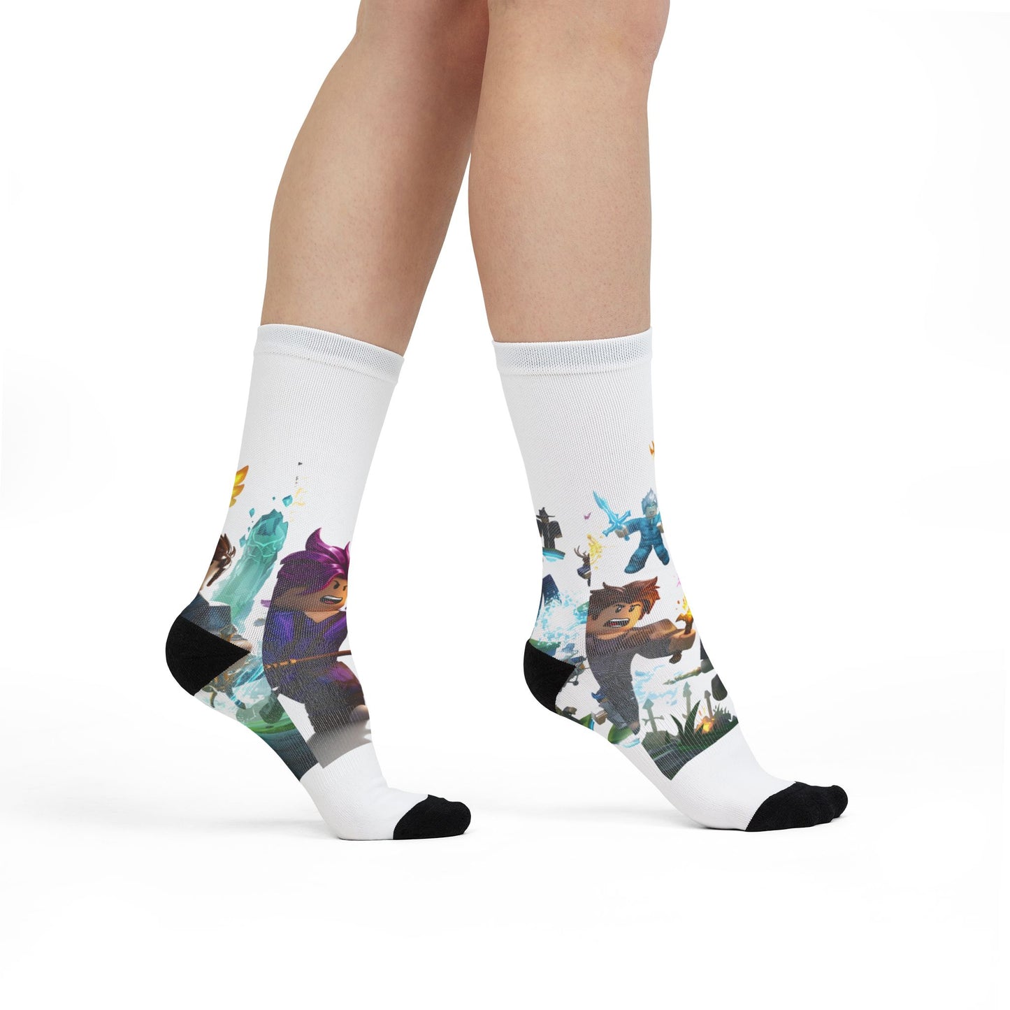 Pixel Power Blast Crew Socks: Edgy Voxel Mashup