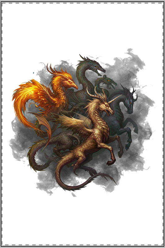 Mythical Beasts Unleashed - Edgy Satin Poster