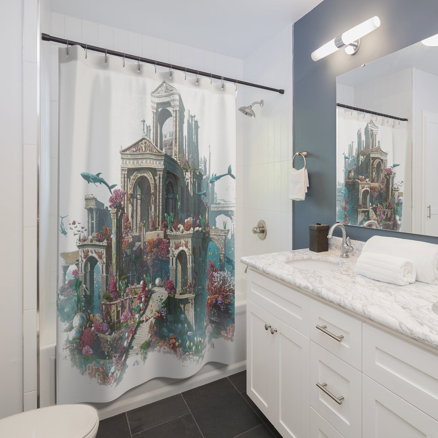 Mystic Atlan Realm Shower Curtain - Epic Fantasy Edition
