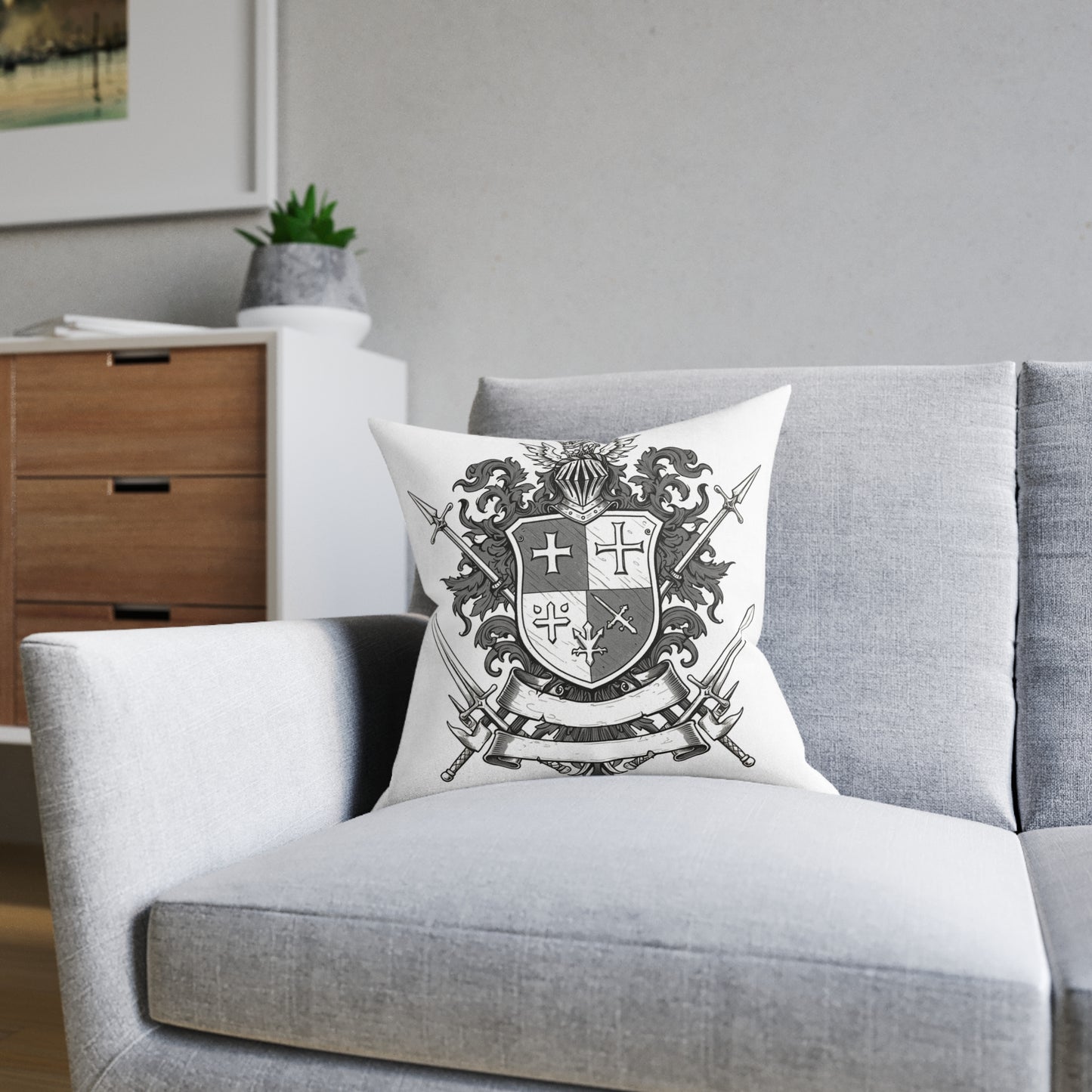 Edgy Guild Embrace: Dual-Sided Designer Square Pillow