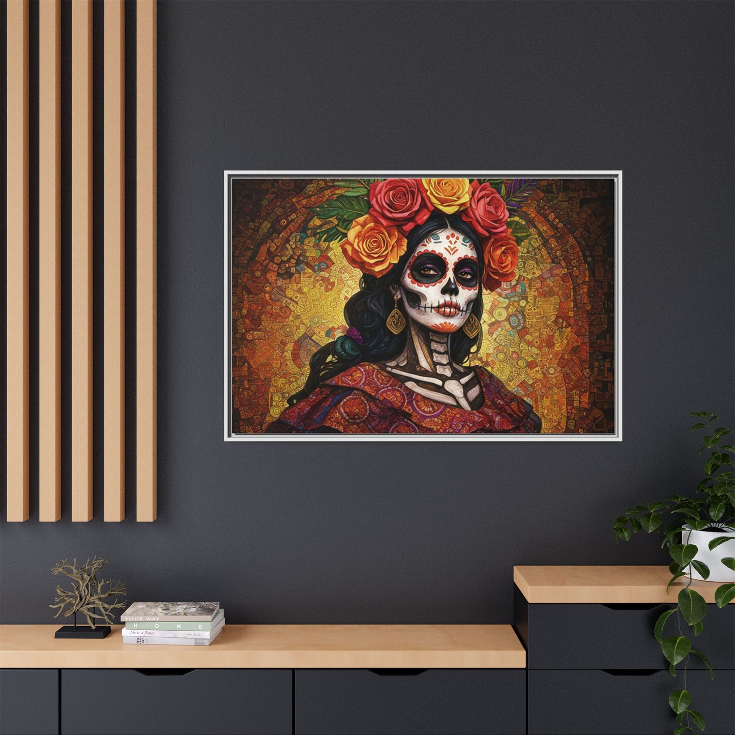 LaCatrina Elegance: Multi-Color Framed Matte Canvas Art