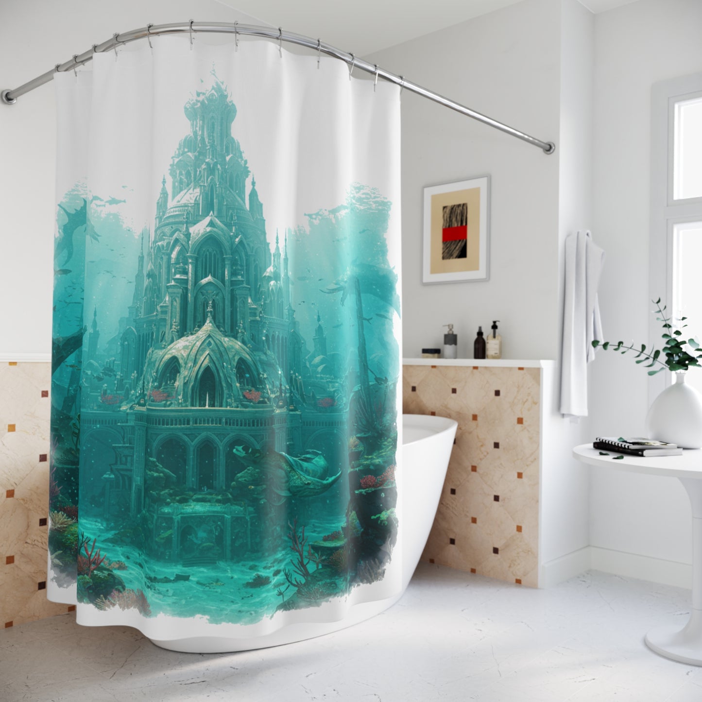 Mystic Atlan Fantasy Shower Curtain - Edgy Elegance