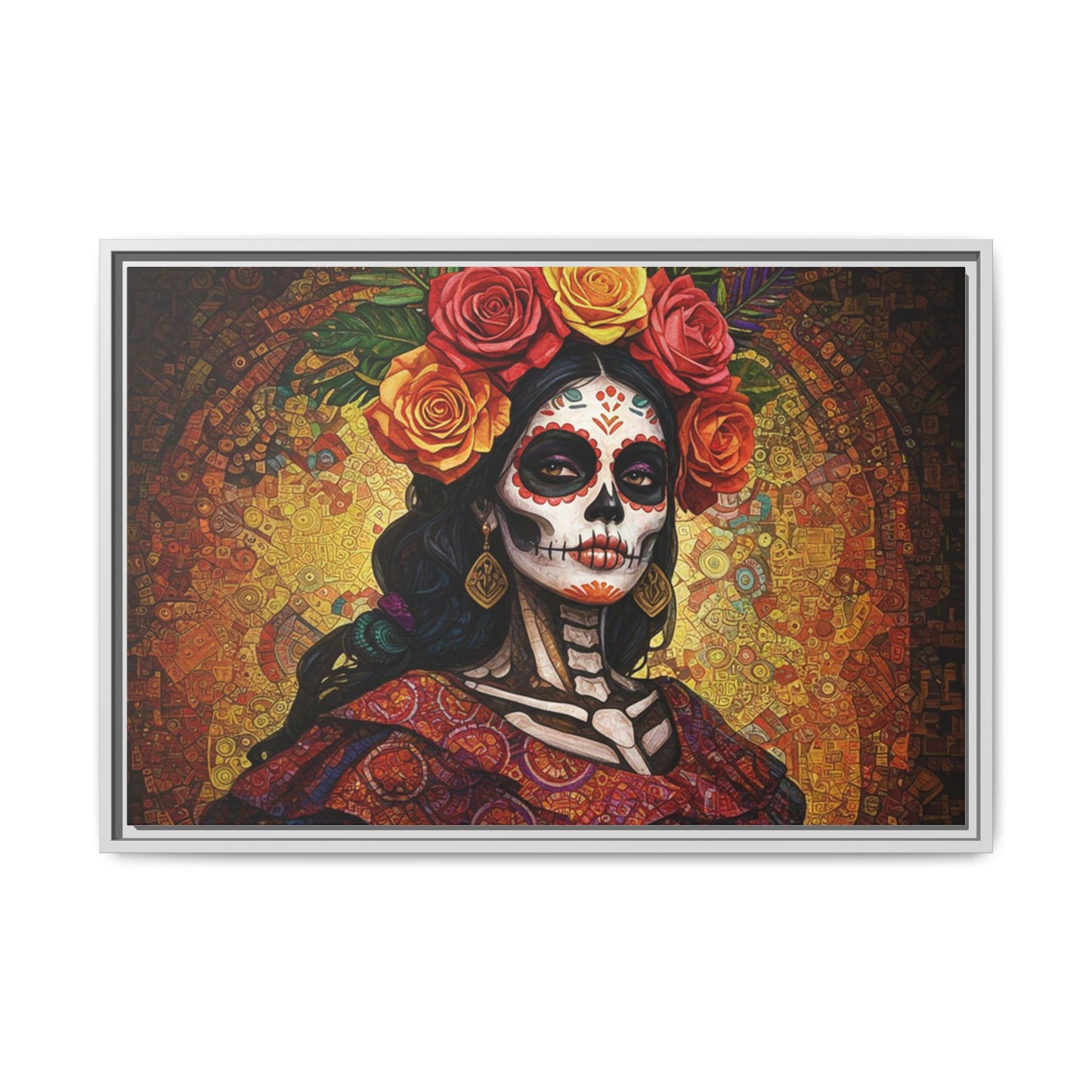 LaCatrina Elegance: Multi-Color Framed Matte Canvas Art